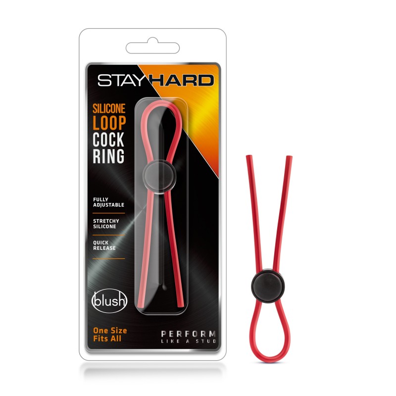 Stay Hard Silicone Single Loop Cock Ring - Red